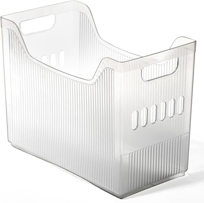 BINO | Plastic Storage Bins, Narrow - 2 Pack | THE CANYON COLLECTION | Clear Storage Bins for Organization | Clear Containers for Pantry | Fridge & Freezer Organizer Bin | Cabinet & Pantry Organizers