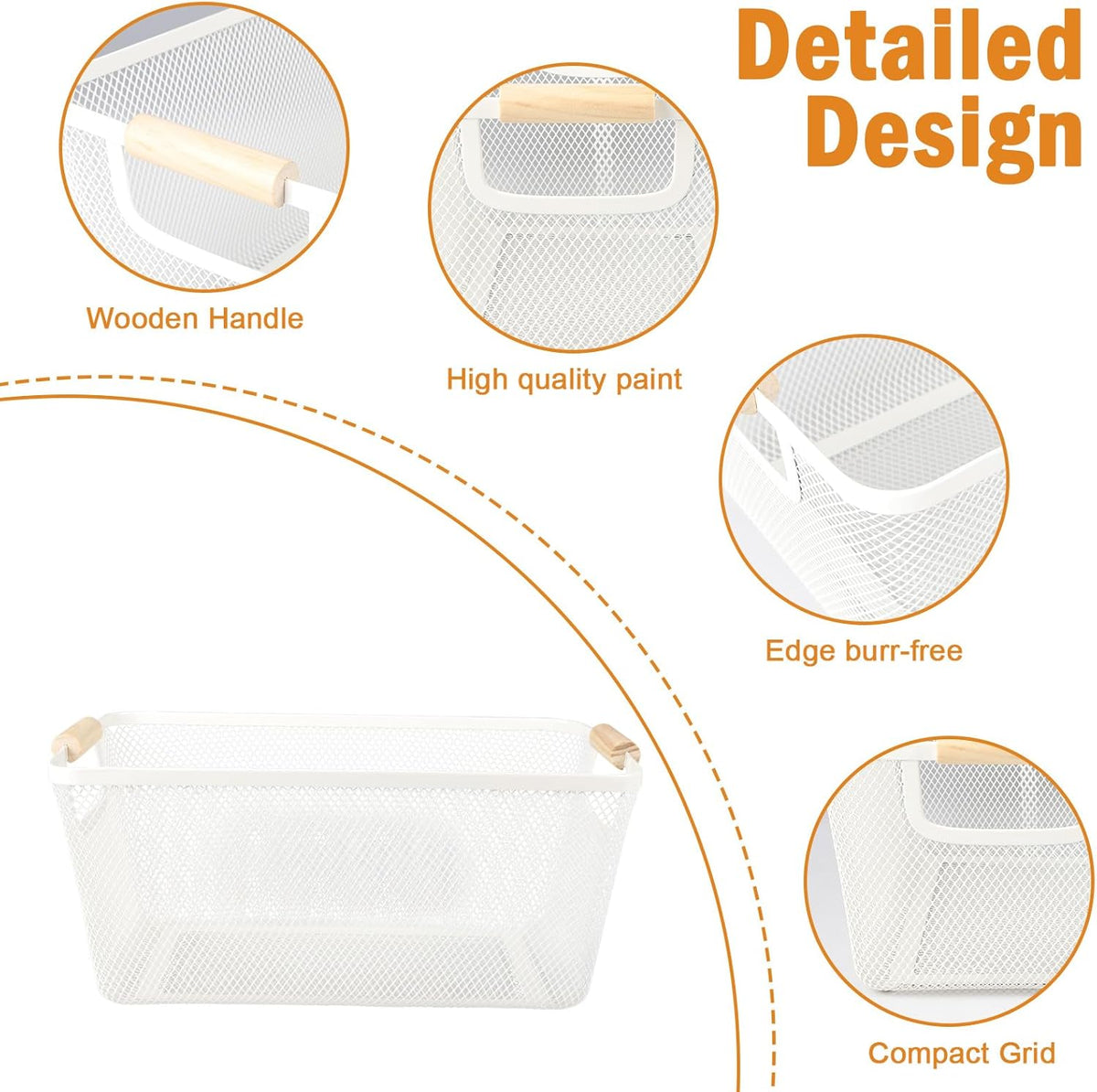 Potato and Onion Storage Bin, 2 Set Potato Bin Storage and Onion Container with Wooden Handle, Pantry Kitchen Organization and Storage, Metal Mesh Baskets for Fruit, Vegetable, Produce-Black