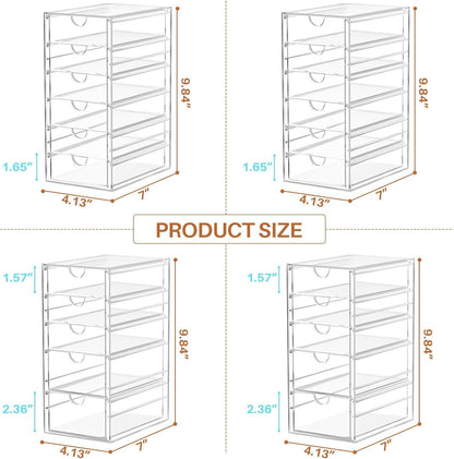 Acrylic Makeup Organizer with 13 Drawers, Bathroom Counter Organizer, Acrylic Organizers, Desk Organizer, Office Supplies, Storage Drawers for Cosmetic, Pencil, Coffee, etc 3 Pack