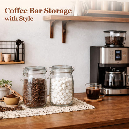 ComSaf 0.5 Gallon / 3 Pack Wide Mouth Glass Jars with Airtight Lids,Large Airtight Food Storage Containers for Pantry, Heavy-Duty Canister Set for Flour, Sugar, Cereal, Cookies, and Pet Food
