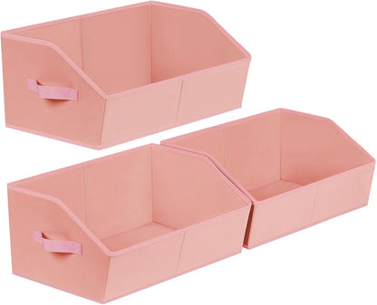 Homsorout Closet Organizers Bins 6 Packs - Large Closet Shelf Organizer with Handles, Fabric Trapezoid Storage Bins, Collapsible Storage Cubes for Clothes, Towels, Light Gray