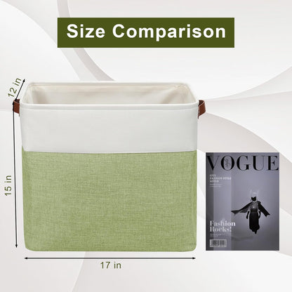 Bagnizer Large Fabric Storage Baskets | 50L Storage Bins, Decorative Linen Closet Baskets with Handles for Organizing, Shelf, Toys, Clothes, Home, Office, Nursery, 17x12x15Inches (Grey&White)