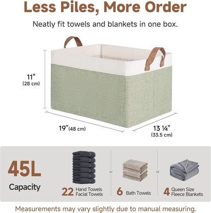 StorageWorks Storage Bins, Shelves Baskets for Organizing, Fabric Closet Organizers with Handles, Metal Frame, Beige-Cotton-linen, 2-Pack