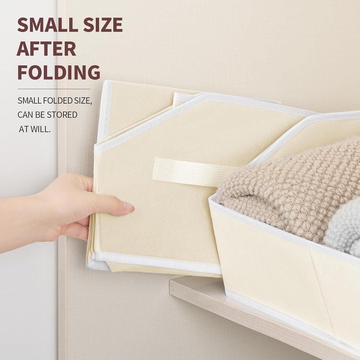 Homsorout Closet Organizers Bins 6 Packs - Large Closet Shelf Organizer with Handles, Fabric Trapezoid Storage Bins, Collapsible Storage Cubes for Clothes, Towels, Light Gray