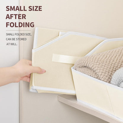 Homsorout Closet Organizers Bins 6 Packs - Large Closet Shelf Organizer with Handles, Fabric Trapezoid Storage Bins, Collapsible Storage Cubes for Clothes, Towels, Light Gray