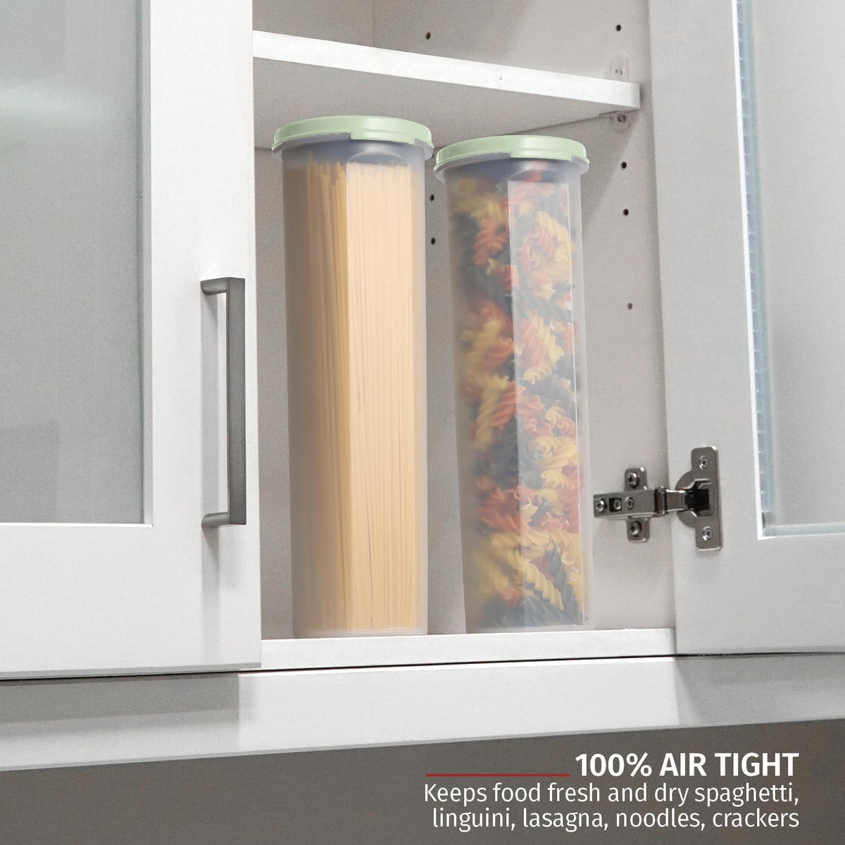 Tall Clear Spaghetti Pasta Container Storage With Lid.Multi-Purpose Kitchen Pantry Organization And Food Storage For Noodles Beans Straws - Airtight Leakproof Spaghetti Keeper BPA Free 37 oz.
