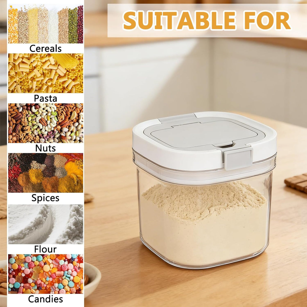 FMOACEN 27 oz Protein Powder Container with Measuring Spoon Airtight Protein Container Moisture-Proof Food Storage Canister for Coffee Sugar Flour Cereal and Dry Foods, Stackable and Easy to Clean