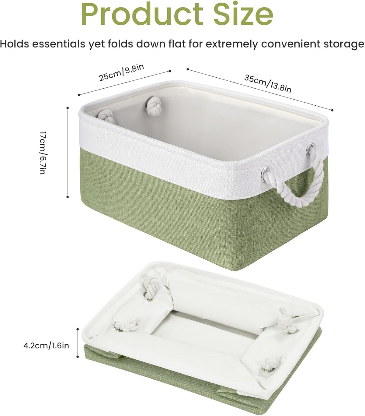 Large Storage Baskets- 15.7x11.8x8.26 inch Storage Bins for Shelves and Closet Organizing, Foldable Fabric Bin for Home Organization Clothes and Laundry (3-Pack, White&Khaki)