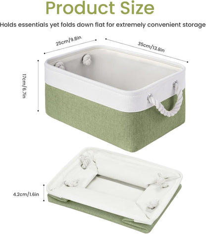 Large Storage Baskets- 15.7x11.8x8.26 inch Storage Bins for Shelves and Closet Organizing, Foldable Fabric Bin for Home Organization Clothes and Laundry (3-Pack, White&Khaki)