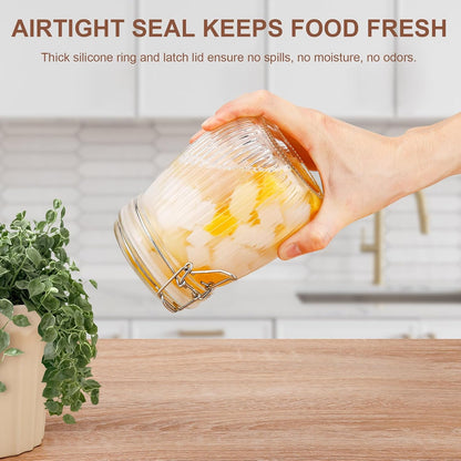 17oz Airtight Glass Jars, 6 Pack Clamp Lid Canisters, Small Food Storage Containers for Spices, Nuts, Snacks, Canning Jar for Jams & Pickling, Pantry Organization