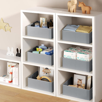 DIMJ Closet Storage Bins - Fabric Storage Baskets for Shelves, Collapsible Closet Organizers and Storage with Handles, Trapezoid Shelf Organization Storage Cubes for Purse, Toys, Books, Towel, Socks