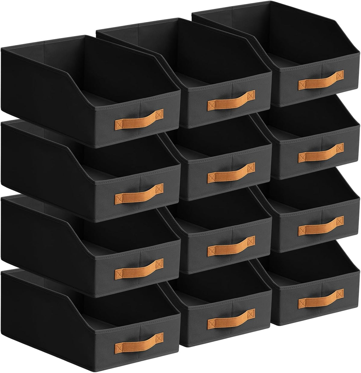 Homsorout Fabric Storage Bins for Organizing - Large Trapezoid Collapsible Storage Bins with Front Handle, Closet Organizers and Storage for Bedroom, Home Shelves, Small Spaces, Beige