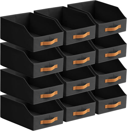 Homsorout Fabric Storage Bins for Organizing - Large Trapezoid Collapsible Storage Bins with Front Handle, Closet Organizers and Storage for Bedroom, Home Shelves, Small Spaces, Beige