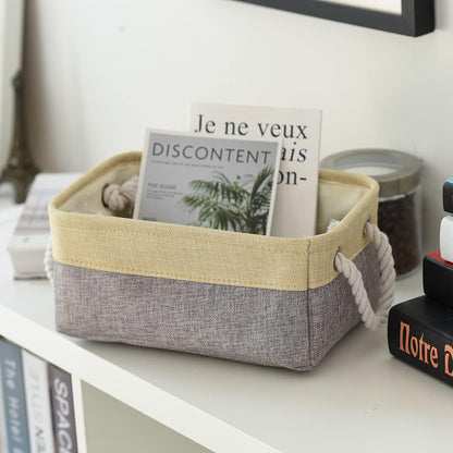 Fabric Storage Bins 12x8x5 inch [6-Pack] with Rope Handles - Decorative Baskets for Organizing
