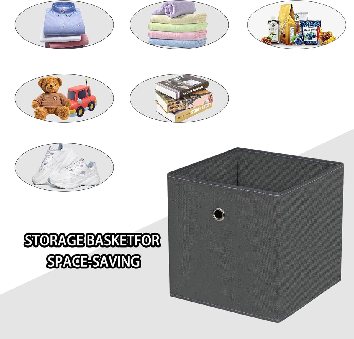 Black Foldable Storage Cubes Bins ,11 Inch Cloth Storage Cube Fabric Storage Box Cubes Organizer Baskets with Handles for Home Organizer Set of 3 (Black)