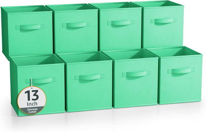 Sorbus Fabric Storage Cubes - 8 Foldable Storage Bins for Organizing Pantry, Cubbies, Toy Box - Clothes Storage & Closet Organizer - 11 Inch Collapsible Cube Baskets for Shelves with Handle