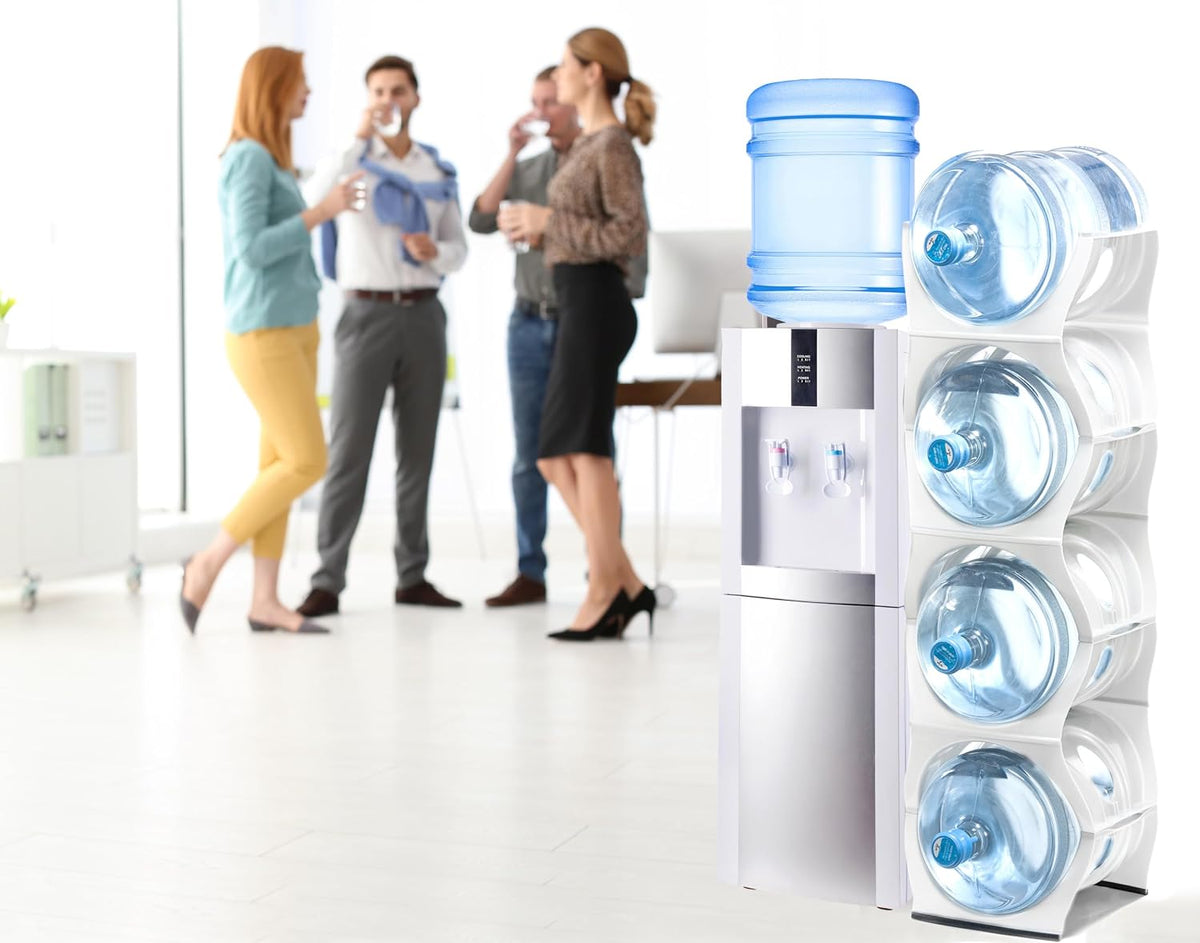 Bariboo Stackable Water Bottle Storage Rack Best Water Jugs 5 Gallon Organizer. Jug Holder for Kitchen, Cabinet and Office Organizing. Reinforced Polypropylene (Silver, 4 No Shelf)