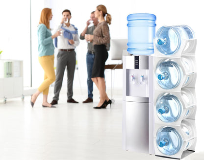 Bariboo Stackable Water Bottle Storage Rack Best Water Jugs 5 Gallon Organizer. Jug Holder for Kitchen, Cabinet and Office Organizing. Reinforced Polypropylene (Silver, 4 No Shelf)
