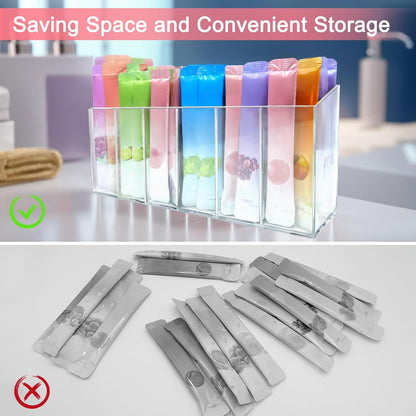Drink Packet Organizer, Mounted Water Packet Organizer Holder with Magnetic and Adhesive Sticker, Kitchen Pantry Organizer Storage for Fridge Cabinet Countertop