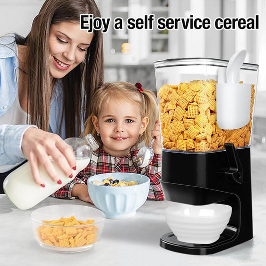 Cereal Dispenser Countertop With Bowls and Spoons Cereal Containers Storage for Pantry Snack Organizer Dry Food Storage Container with Lid for Kitchen Organization Oatmeal Nut Granola（1pcs White）