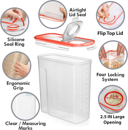 Shazo 2 Pack (6.3L / 213OZ) EXTRA Large Airtight Food Storage Cereal Containers for Bulk Food Storage BPA-Free Plastic Container, Pantry Organization and Canister for Rice, Pasta, Sugar & Flour