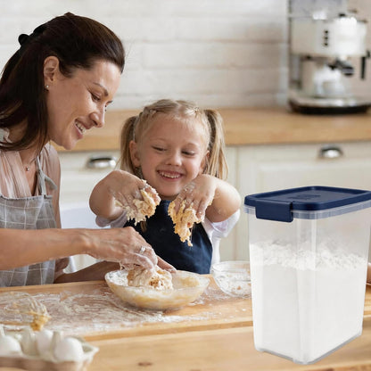 Tight-Lock Rice Container 10-15 Lbs - Airtight Flour Container with Scoop - Food-Grade Plastic Food Storage Container for Cereal, Sugar - Dry Food Dispenser for Kitchen, Pantry Organizers and Storage