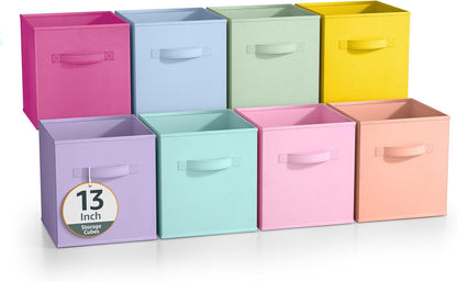 Sorbus Fabric Storage Cubes - 8 Foldable Storage Bins for Organizing Pantry, Cubbies, Toy Box - Clothes Storage & Closet Organizer - 11 Inch Collapsible Cube Baskets for Shelves with Handle