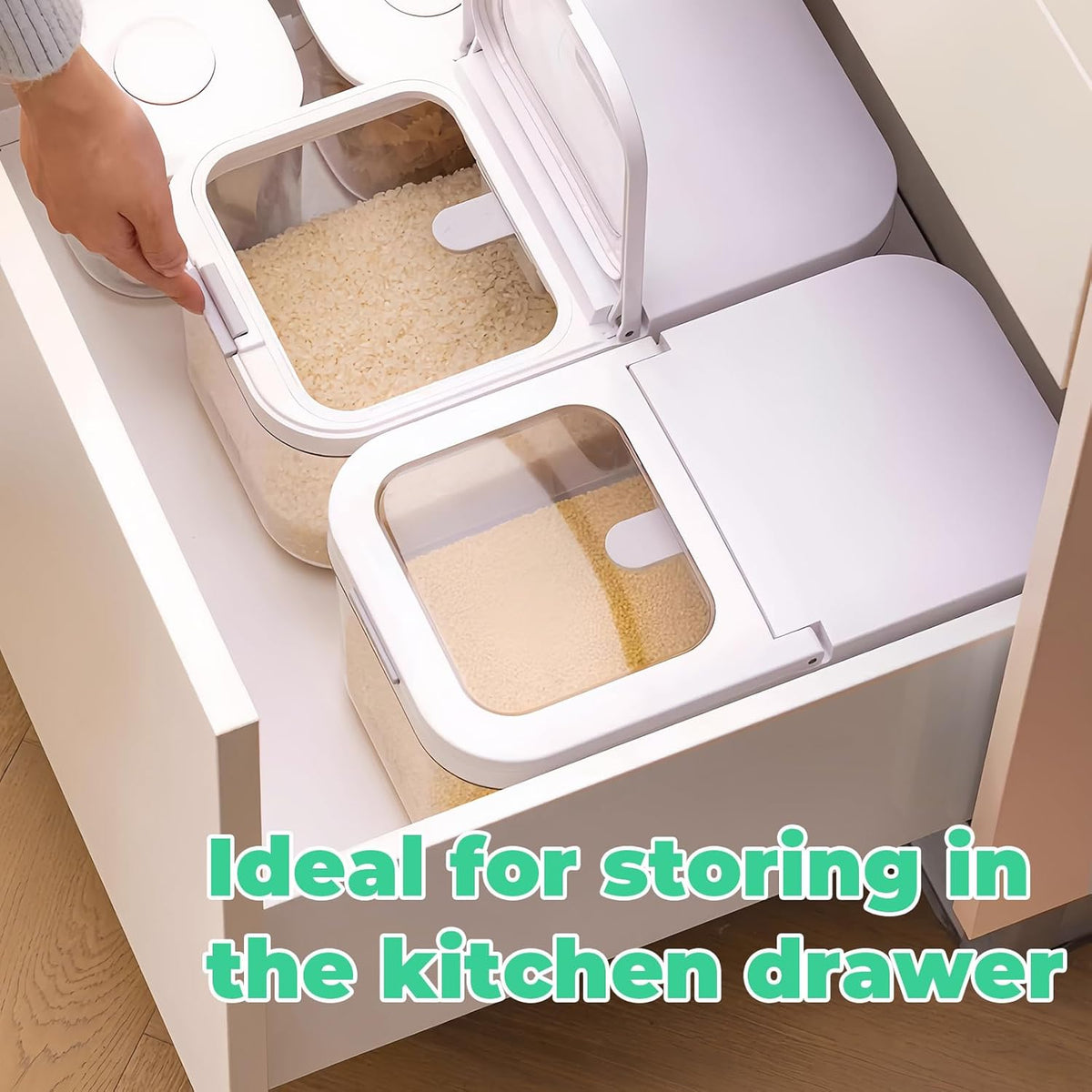 TBMax Rice Flour Storage Container with Automatic Flip-up Lid 25 Lbs | 12.68 Qt, Tall and Narrow Food Storage Flour Bin for Kitchen Pantry Organization, Pet Dog Cat Food Storage Container