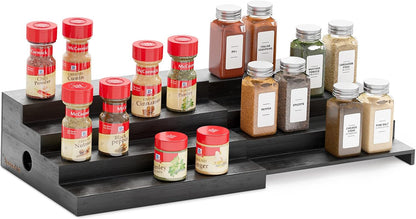 SpaceAid 4 Tier Bamboo Spice Rack Organizer for Cabinet, Kitchen Pantry Spices Storage Rack for Cabinets Organization, Home Seasoning Tiered Can Goods Racks Wood Shelf Organizers (4 Tier, Natural)