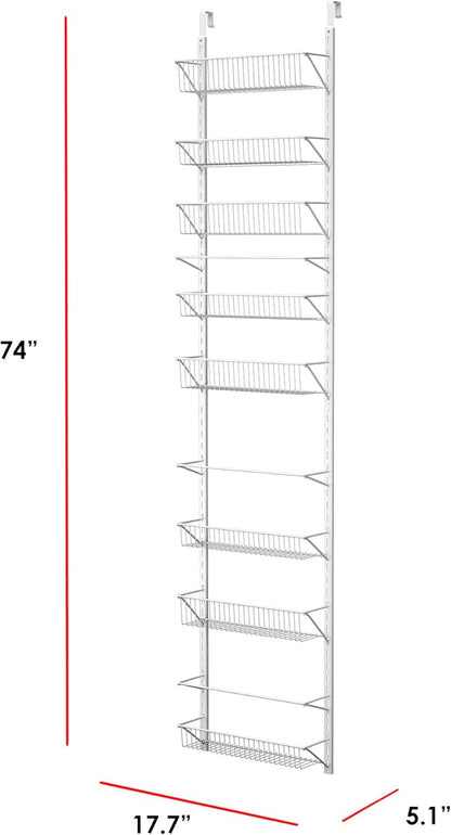 Home-Complete Pantry Over The Door Spice and Jar Rack Organizer - Great Storage Space for Cabinets and Kitchen - Wall Mounted 8 Tier Shelves