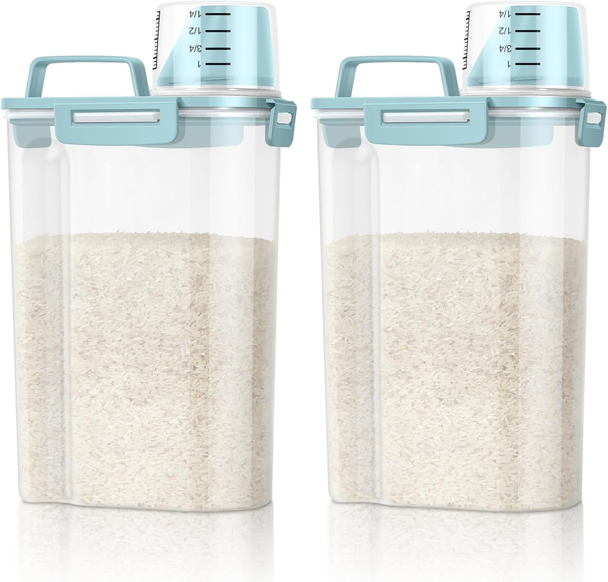 TBMax Rice Container Cereal Storage Container 2 Pack 5 Lbs, Kitchen Pantry Dry Food Storage Holder with Easy-Pouring Spout & Handy Cup, Small Pet Dog Cat Food Dispenser for Daily Feeding -Grey