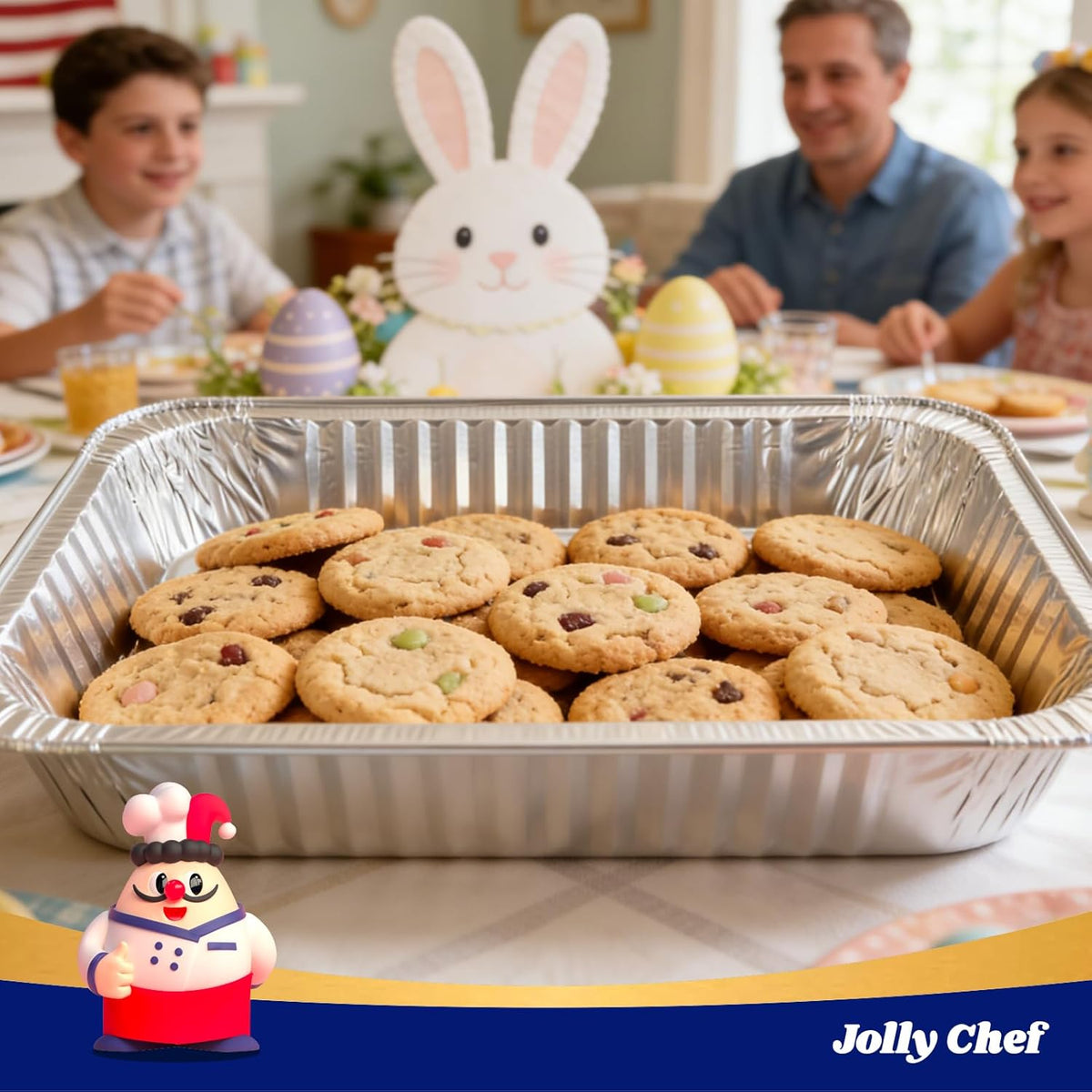 JOLLY CHEF 9x13 Aluminum Pans with Lids - Disposable Foil Food Containers with Lids for Cooking, Heating, Storing, Prepping Food- Thanksgiving, Christmas, Parties