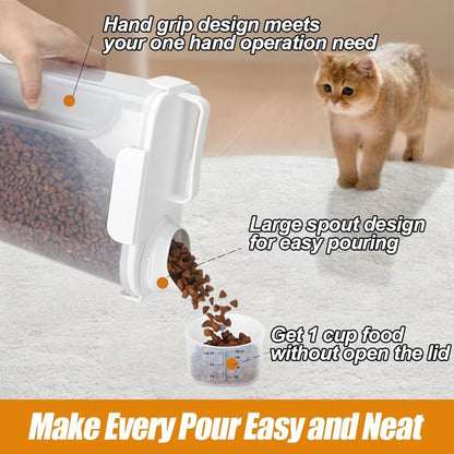 Dog Cat Food Storage Container 3-5lb, Pet Food Container Airtight with Large Spout & Cup, BPA-Free Plastic Food Dispenser for Pet Food, Bird Seed, Rice, Flour (Pink (3L-1pack))