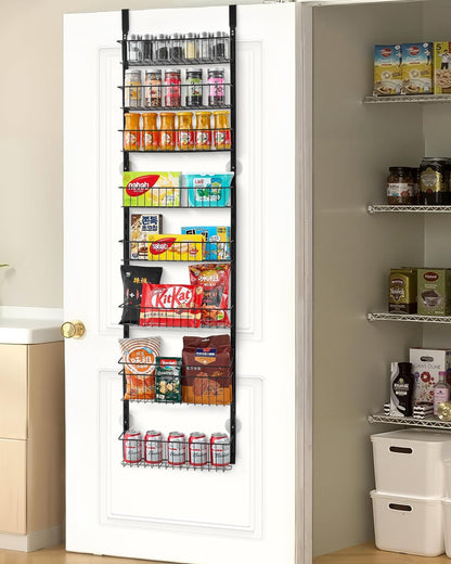 VEVOR Over the Door Pantry Organizer, 10-Tier Pantry Organization and Storage, Heavy-Duty Steel Hanging Spice Rack, Adjustable Wall Seasoning Shelves, for Home Kitchen Laundry Room Bathroom, White