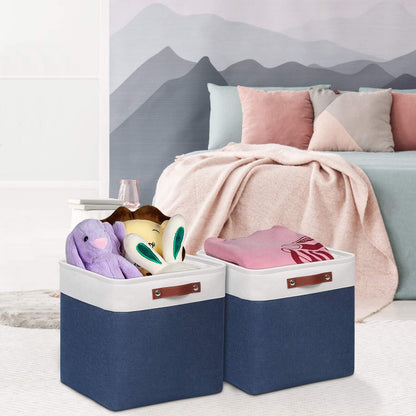 Univivi 4PC Small Fabric Storage Bins,15x6x5 inch Long Narrow Storage Baskets with PU Handles for Closet,Cabinet,Countertop Organizing Small Items (Gray,15x6x5 inch)