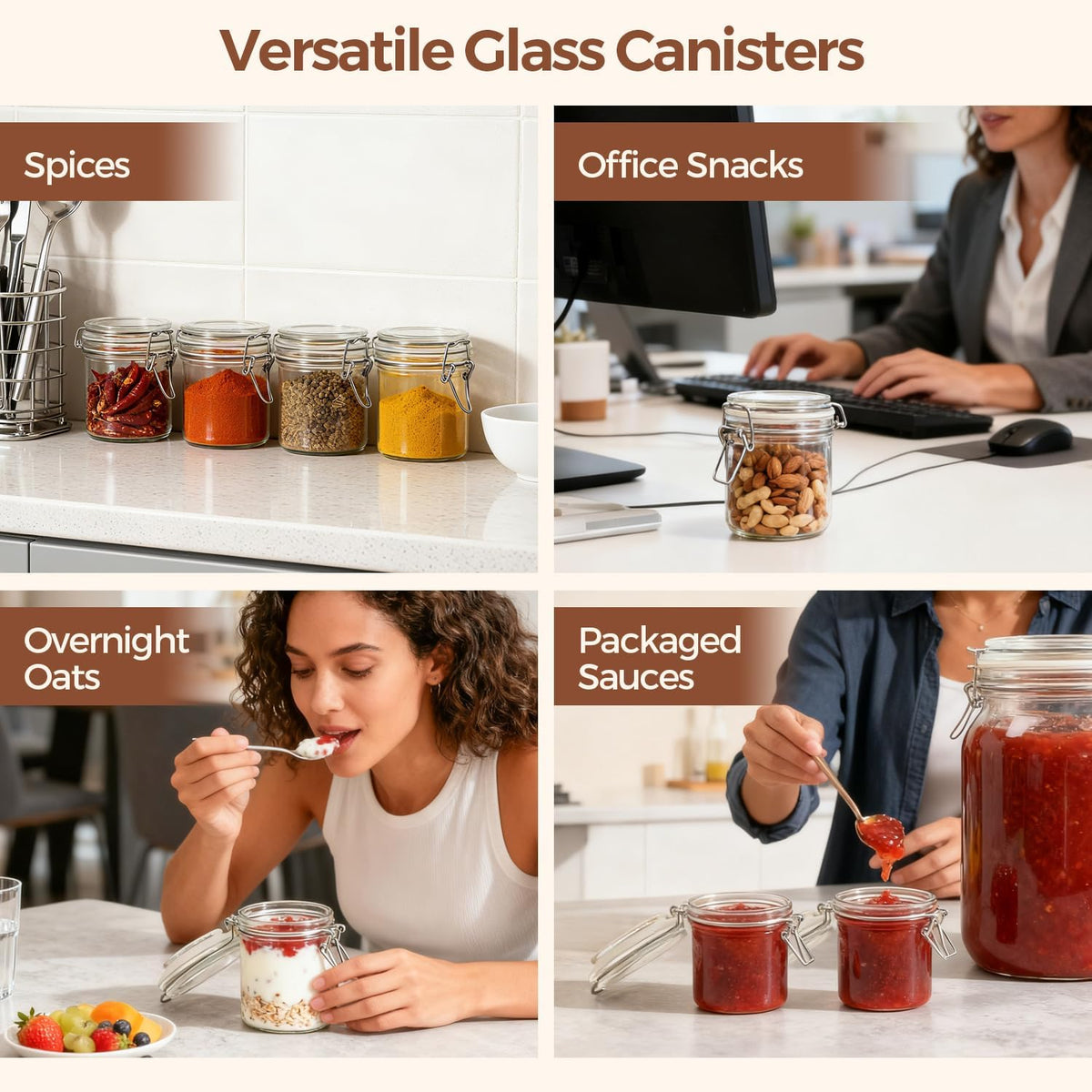ComSaf 3-Pack 68oz 13-Inch Tall Glass Pasta Containers for Spaghetti & Long Pasta, Slender Airtight Canisters for Vertical Pantry Organization, Food Storage Jars for Linguine & Breadsticks