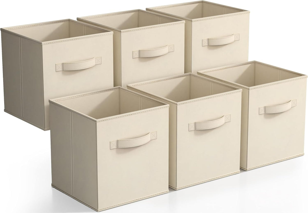 Sorbus Foldable Storage Cubes - 6 Fabric Baskets for Organizing Pantry, Closet, Shelf, Nursery, Playroom, Toy Box, Cubby -11 Inch Dual Handle Collapsible Closet Organizers and Storage Bins (Navy Blue)