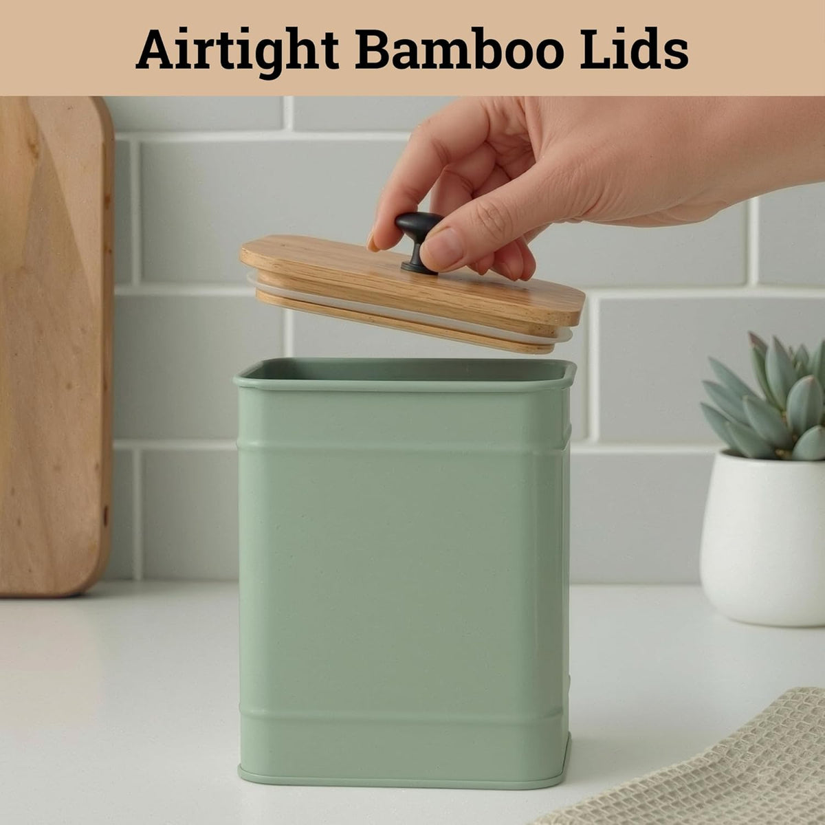 Kitchen Canisters for Countertop Set of 4 with Customizable Chalkboard Labels & Marker Pen - Big Iron Kitchen Canisters with Airtight Lids - Black Canister Set - Flour and Sugar Containers Farmhouse