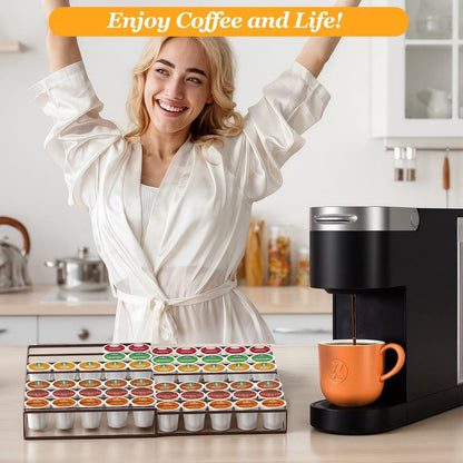 Coffee Pod Holder Drawer, Expandable K Cup Holder Compatible with Keurig K-Cup, K Cup Drawer Organizer Hold 30-60 Coffee Pod Storage for Coffee Station Office and Kitchen, Black