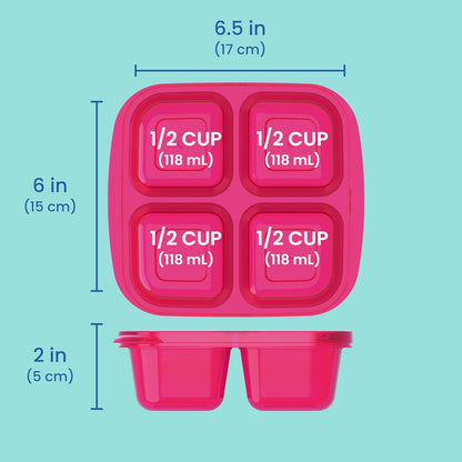 Bentgo Easyboxes 4-Compartment Snack Containers - 8-Piece Set with 4 Trays & 4 Custom-Fit Lids to Seal in Freshness - Reusable Food Storage & Meal Prep Bento BPA-Free Containers (Brights 4-Pack)