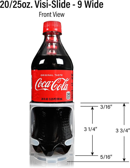 Visi-Slide 20oz Soda Beverage Dispenser - Gravity Fed Glide for Angled Shelves for Coolers, Commercial Refrigerators, Cold Vaults (Pack of 6) Drink Organizer for Cans, Bottles and More