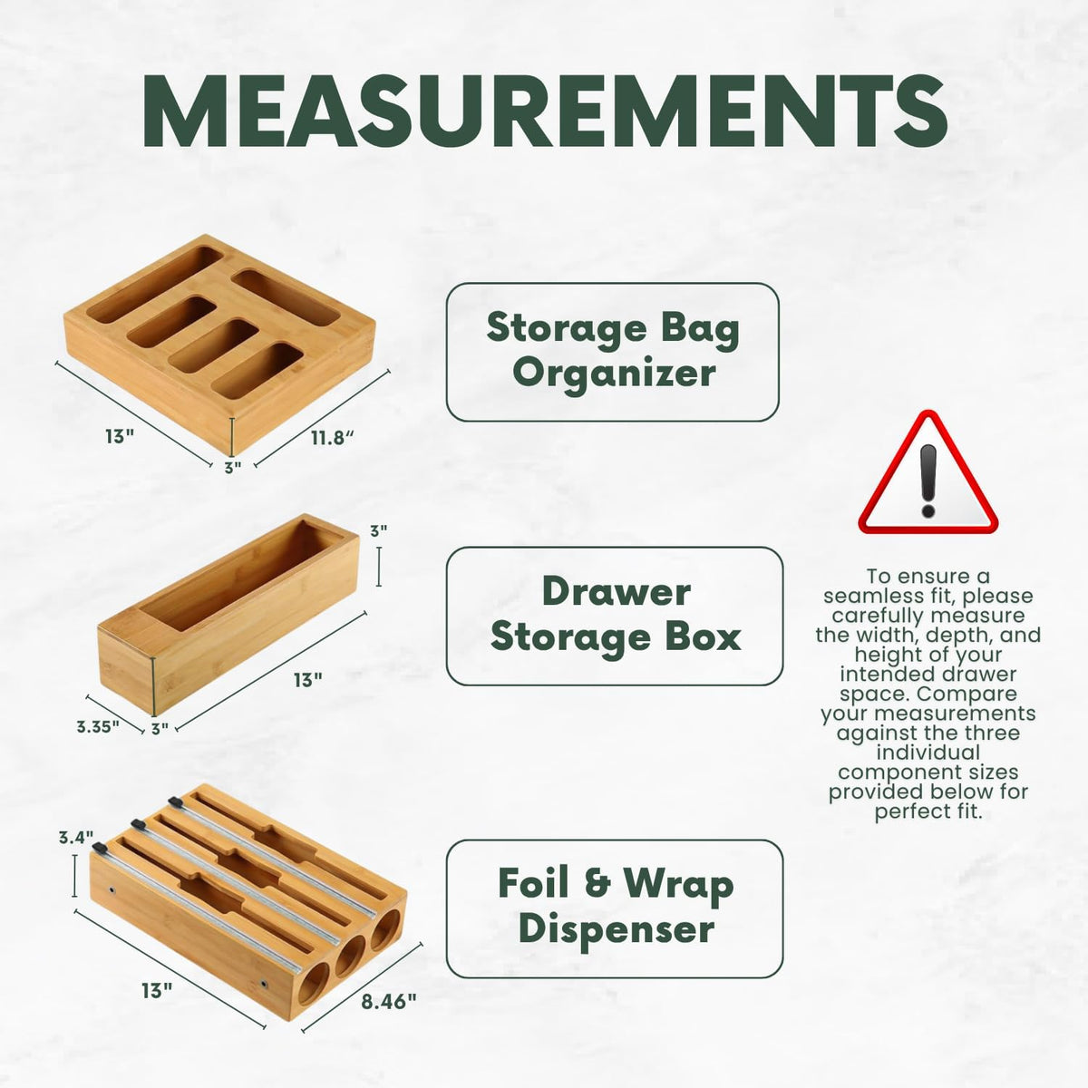 9 in 1 Bamboo Storage Bag Organizer for Kitchen Drawer, Bamboo Kitchen Drawer Organizer with Cutter, Foil and Plastic Wrap Dispenser, Ideal Storage for Gallon, Quart, Sandwich and Snack Bags