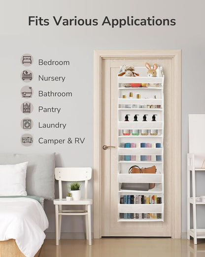 ULG Over The Door Organizer with 6 Large Pockets 12 Side Pockets, 50lbs Weight Capacity Door Hanging Organizer for Bedroom, Bathroom, Pantry, Nursery Storage, Beige