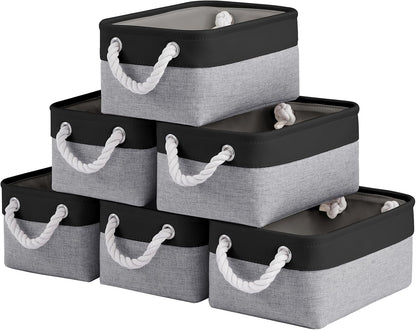 Large Storage Baskets- 15.7x11.8x8.26 inch Storage Bins for Shelves and Closet Organizing, Foldable Fabric Bin for Home Organization Clothes and Laundry (3-Pack, White&Khaki)
