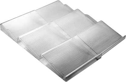 mDesign Expandable Plastic Deluxe Spice Rack, Drawer Organizer for Kitchen Cabinet Drawers, 3 Tier Slanted for Spice Jars, Food Seasoning Bottle Storage, Ligne Collection - Clear