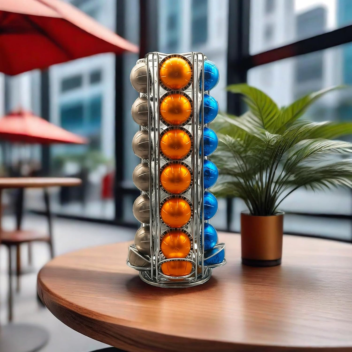 Miuly Coffee Capsule Holder For Nespresso Vertuoline, Coffee Capsule Stands Rotating Pod Rack holds 28 Nespresso Vertuo Pods, Black