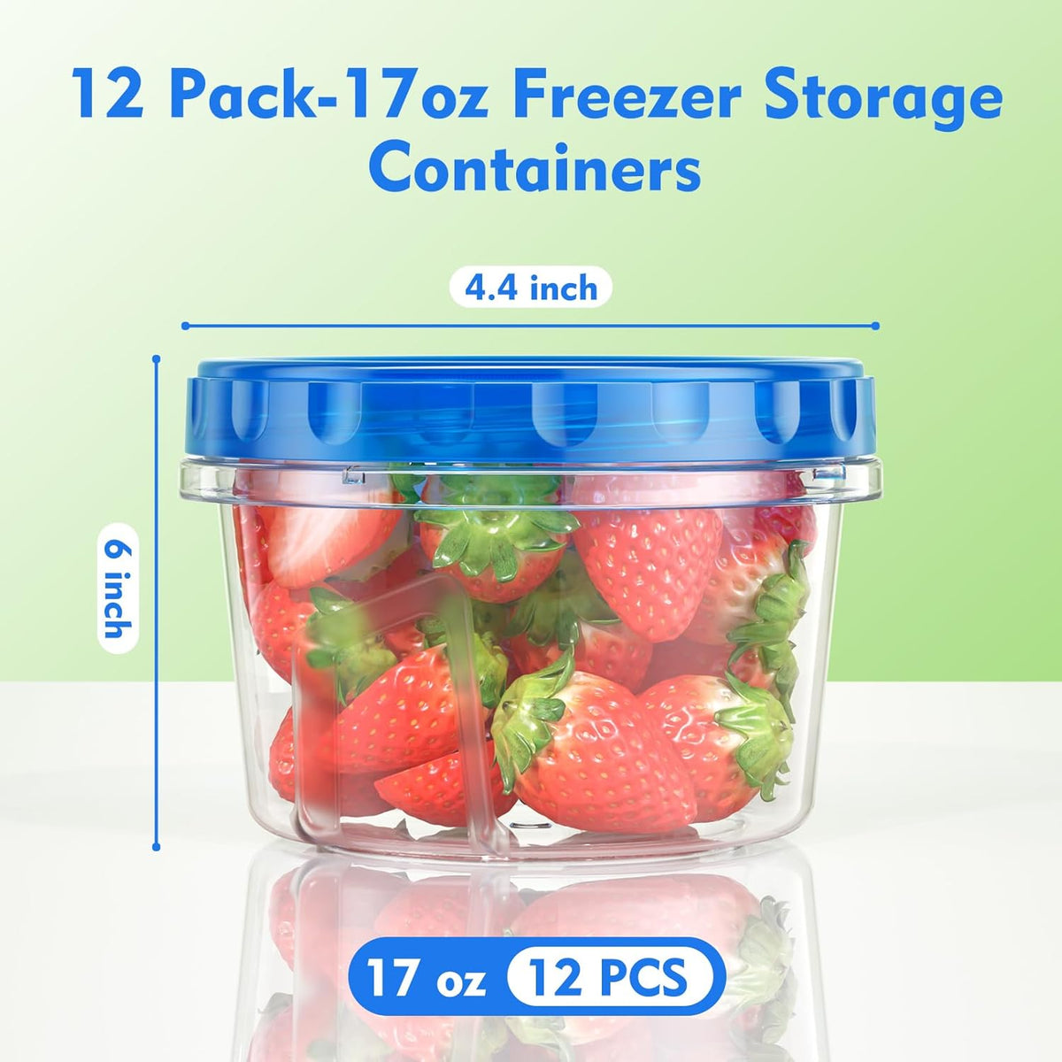 BiuLeon 12 Pack- 34/24/17oz Freezer Storage Containers, Plastic Food Storage Containers with Twist Top Lids, BPA Free and Reusable Soup Containers with Lids, Leakproof/Microwave/Dishwasher Safe