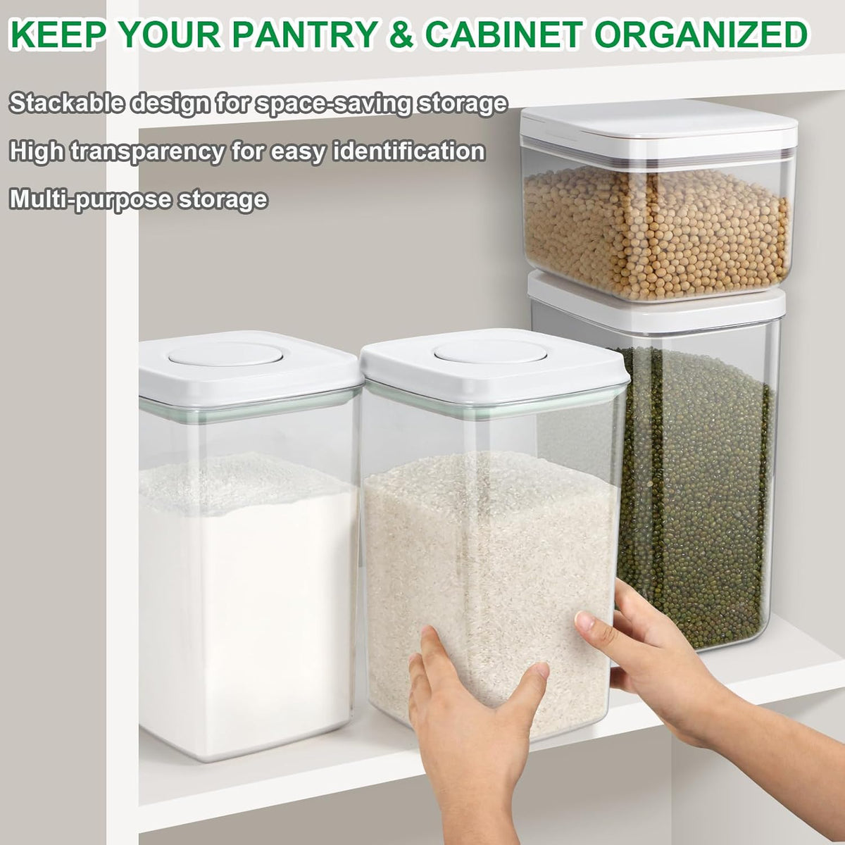 TBMax Rice Flour Storage Container with Automatic Flip-up Lid 25 Lbs | 12.68 Qt, Tall and Narrow Food Storage Flour Bin for Kitchen Pantry Organization, Pet Dog Cat Food Storage Container