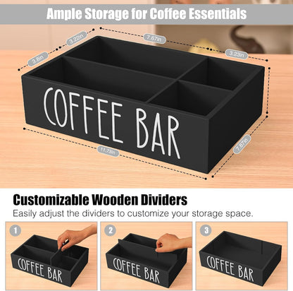 STORAGENIE Wooden Coffee Station Organizer – Removable Dividers, Storage for Coffee Pods, Tea Bags & Accessories, Oasis Blue (11.8" x 7.87" x 3.15")
