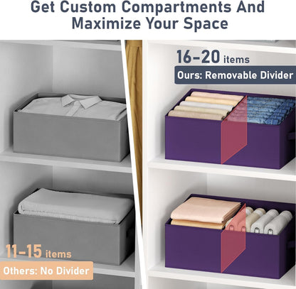 DIMJ Closet Storage Bins - Fabric Storage Baskets for Shelves, Collapsible Closet Organizers and Storage with Handles, Trapezoid Shelf Organization Storage Cubes for Purse, Toys, Books, Towel, Socks
